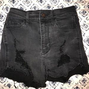 Hollister Black Denim Ripped Shorts
